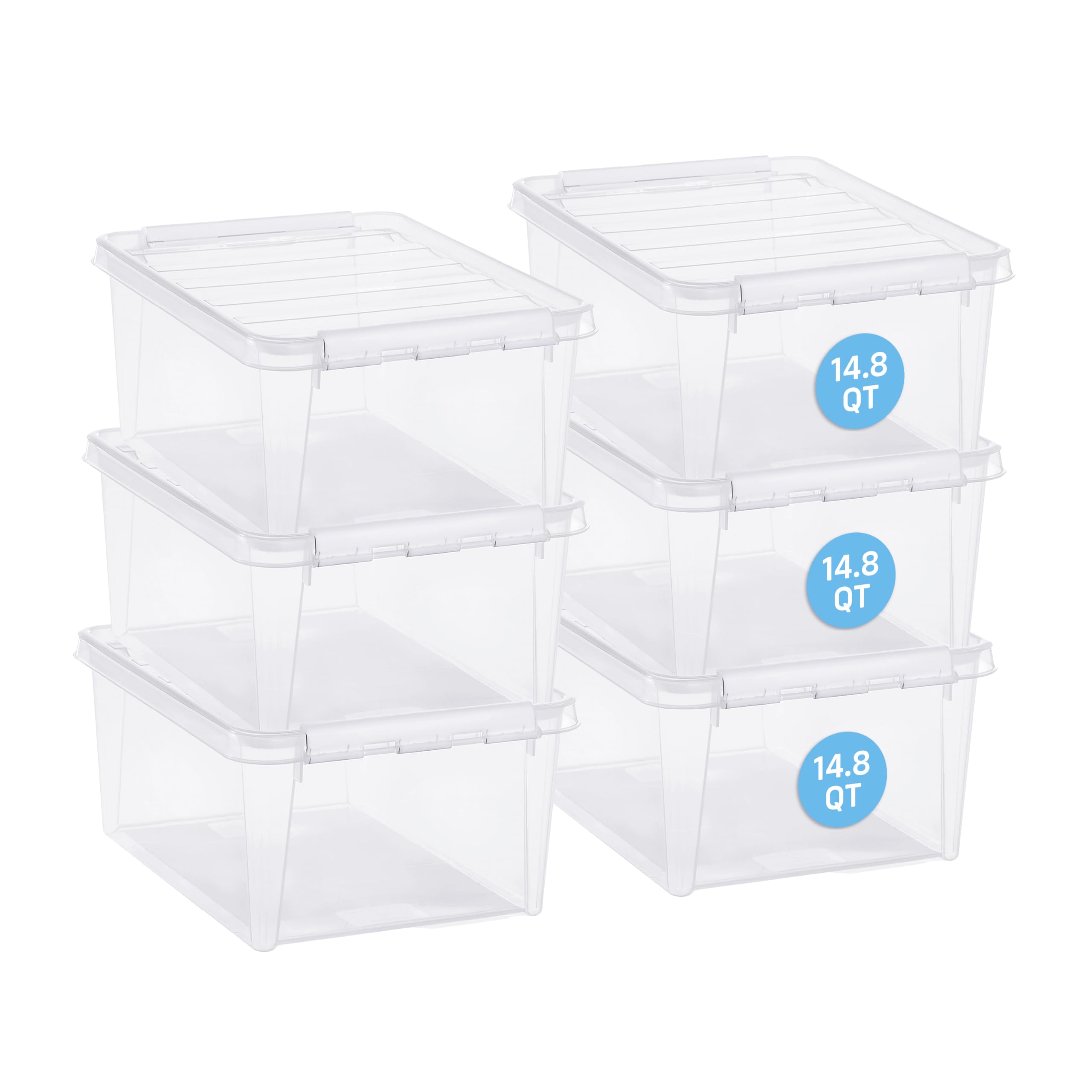 Photo 1 of ***FACTORY SEALED***SmartStore Classic 15 Clear Storage Box, 14L/14.8QT BPA-Free Stackable Container with Secure Lid, Swedish Made Storage for A4 Papers & Games (6)