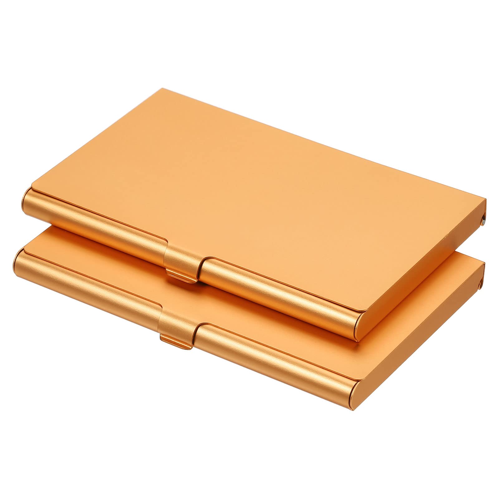 PATIKIL Business Card Holder, 2 Pieces Aluminum Alloy Flip Cover Slim Name Cards Case for Women Men, Gold Tone