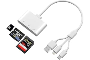 SD Card Reader with Lightning/USB-C/USB-A, 3-in-1 SD/TF/XD Card Reader for iPhone 16/15/14/13, iPad, MicroSD Memory Card Read