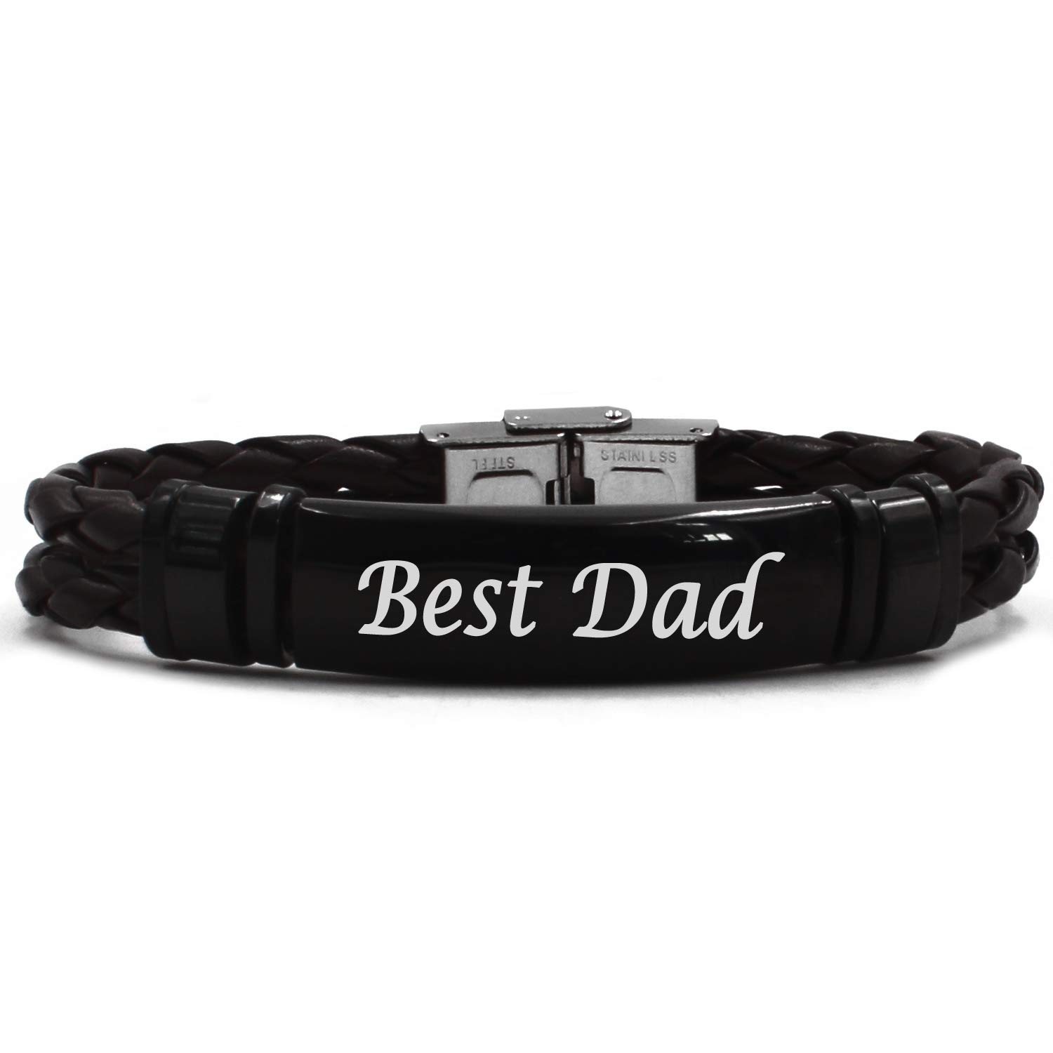 Kigu Best Dad Bracelet,Black Double Leather Bracelet,Gifts for dad,Personalised dad Bracelet,customised Jewellery for Men