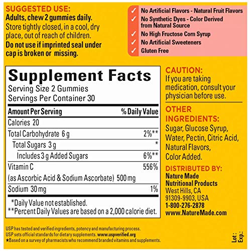 Nature Made Extra Strength Vitamin C Gummies 500mg, 60 Count, for Immune Support, Antioxidant Support, Collagen Support… - Image 3