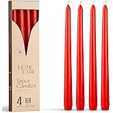 Leor & Lair Red Taper Candles - 4 Pack 10" Christmas Candlesticks - Unscented Long Burning Red Candles for Valentine’s Day, Christmas, Dinner Table, Weddings, Restaurants & Business Events