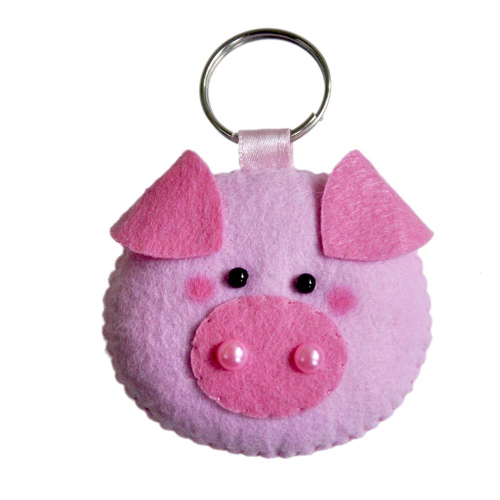 Animal Keychain handmade keychain Pig Keychain Felt Keychain by Latin