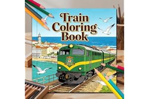 Adults Train Coloring Book, Easy Adult Colouring Books with Thick Paper for Women & Men, Cozy Fun Color Books for Teens Boys 