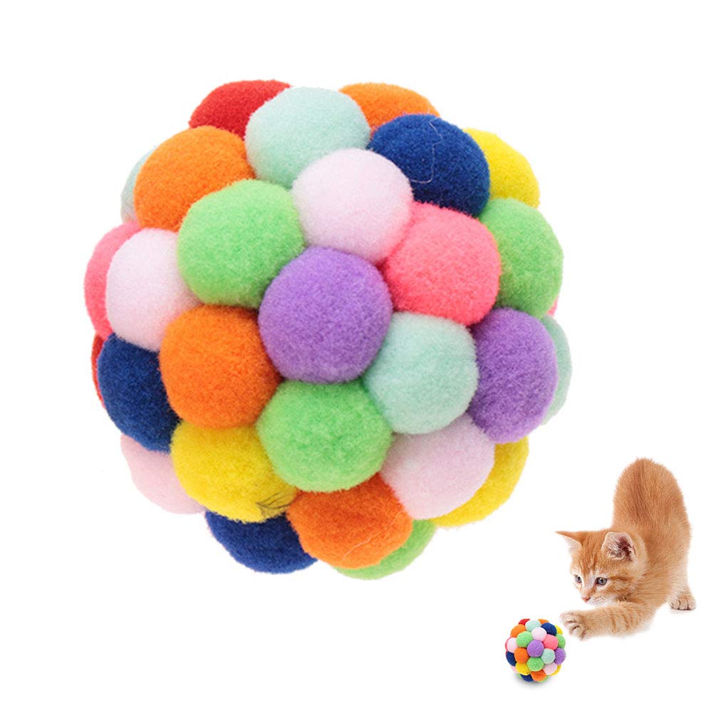 HEEPDD Colorful Cat Balls, Handmade Plush Bouncy Ball with Catnip and Bell for Kitten Training Interactive Toys for Cats Playing Chewing