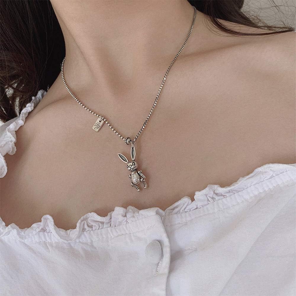 YERTTER Retro Single Rabbit Bunny Pendant Choker Necklace Boho Jewelry Chain Women Girls for