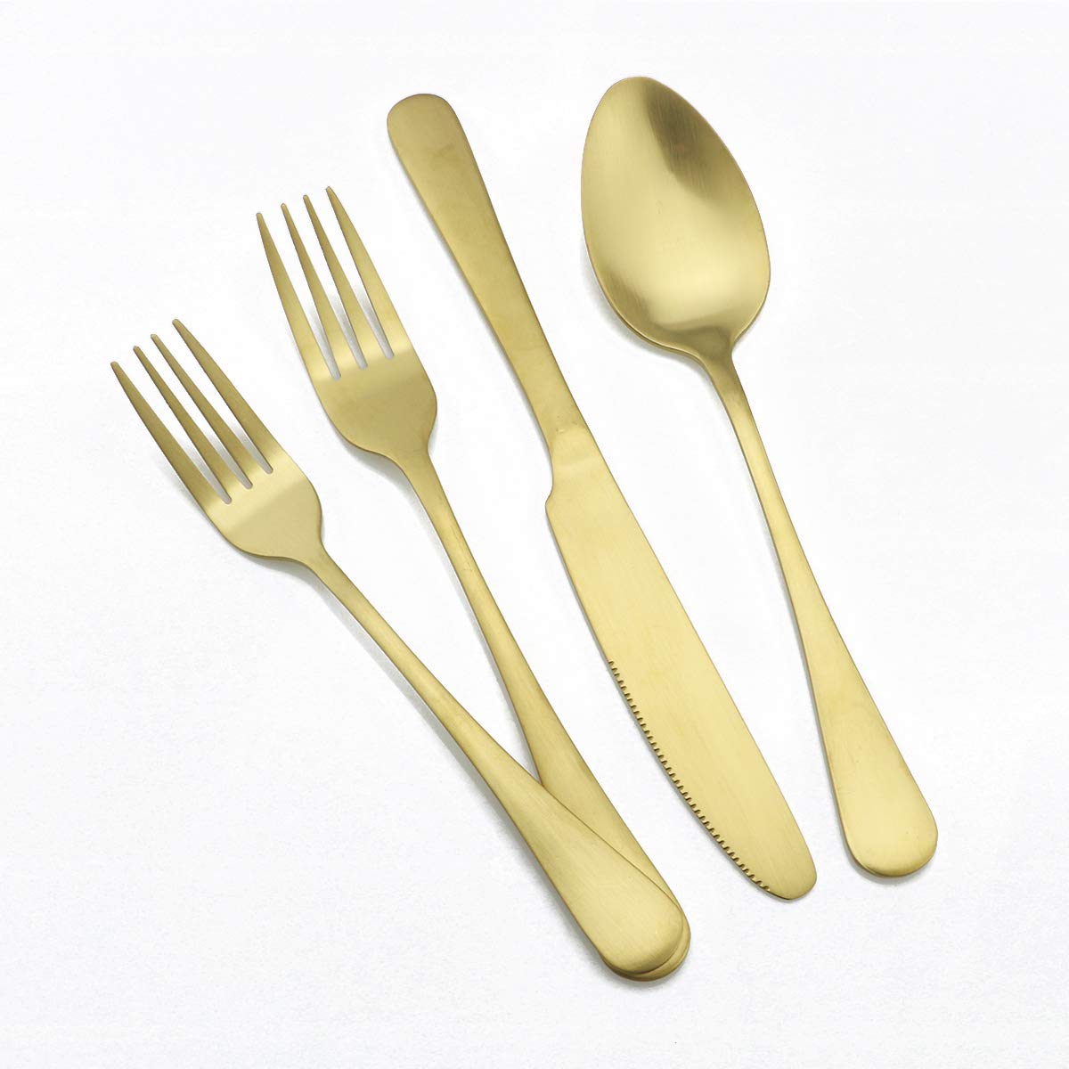 20pcs 304 Stainless Steel Flatware Set Matte Gold Spoon Knife Fork