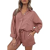 AUTOMET 2 Piece Sets For Women Lounge Wear Matching Two Piece Pajama Fashion Oversized Shirts And Shorts Spring Outfit 2026
