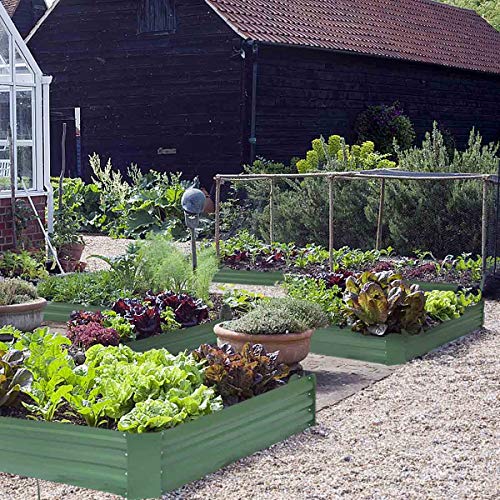 FOYUEE Metal Raised Garden Bed Kit Elevated Planter Box Outdoor Patio Frame for Vegetables 4' x 3' x 1', Green - Thumbnail 4