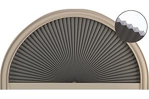 RUZRHYTH Half Circle Window Shade Arch Window Cellular Blackout Shades Cordless for Half Moon Window Shade no Drill Honeycomb Blackout Blinds Easy to Cut and Install (Dark Grey 24" X 48")