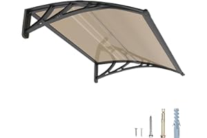 NEBAIKA 40 * 48'' Window and Door Awning Exterior, UV/Rain/Snow/Sunlight Protection Sheet,UPF 50+ Polycarbonate Overhang Canopy,House Overdoor Awnings for Door Entrance Outside/Patio/Porch/Deck