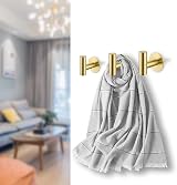 YUET Brushed Brass Self-Adhesive 2 Pcs Towel Hooks SUS 304 Stainless Steel view 8