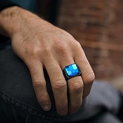 U7 Men's Ring Fashion Black Metal Plated Stainless