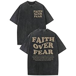 Kelxjia Christian Shirts for Men Faith Over Fear