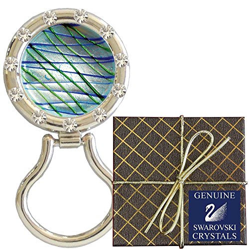 Chatt Murano Glass (blue green) with Swarovski Crystal Magnetic Eyeglass Holder in Gift Box