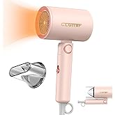 CLGTTBF Portable Hair Blow Dryer with Nozzle, Double Blue Light Hair Dryers for Women, 1000W Mini Travel Blow Dryer,Pink