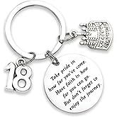HUTIMY 18th Birthday Gifts for Girls Take Pride in How Far You've Come and have Faith Key Chains Best Women Men Happy Eighteen 18th Birthday Keychain