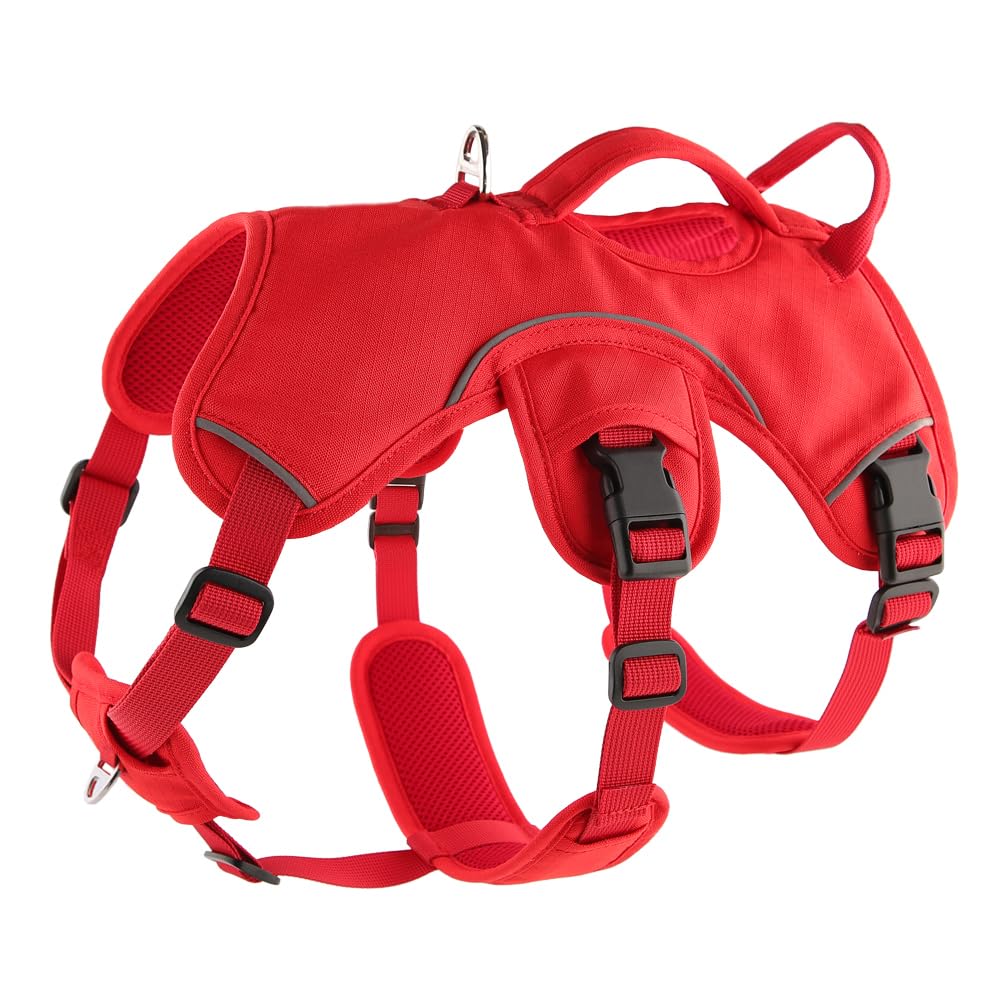 Snootiful Hound Sighthound Harness for Greyhounds, Whippets & Lurchers – Escape Proof Padded 3-Point Dog Harness - Secure Fit, No Pull Harness For Deep-Chested Breeds (Red, XS) — image 1