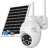TKENPRO 4G LTE Cellular Security Camera, 24/7 Recording, Solar No WiFi Security Camera Outdoor Wireless with Always-On Video, 32G Memory Card and SIM Card Included, 2K HD, 360° Live View, AI Tracking