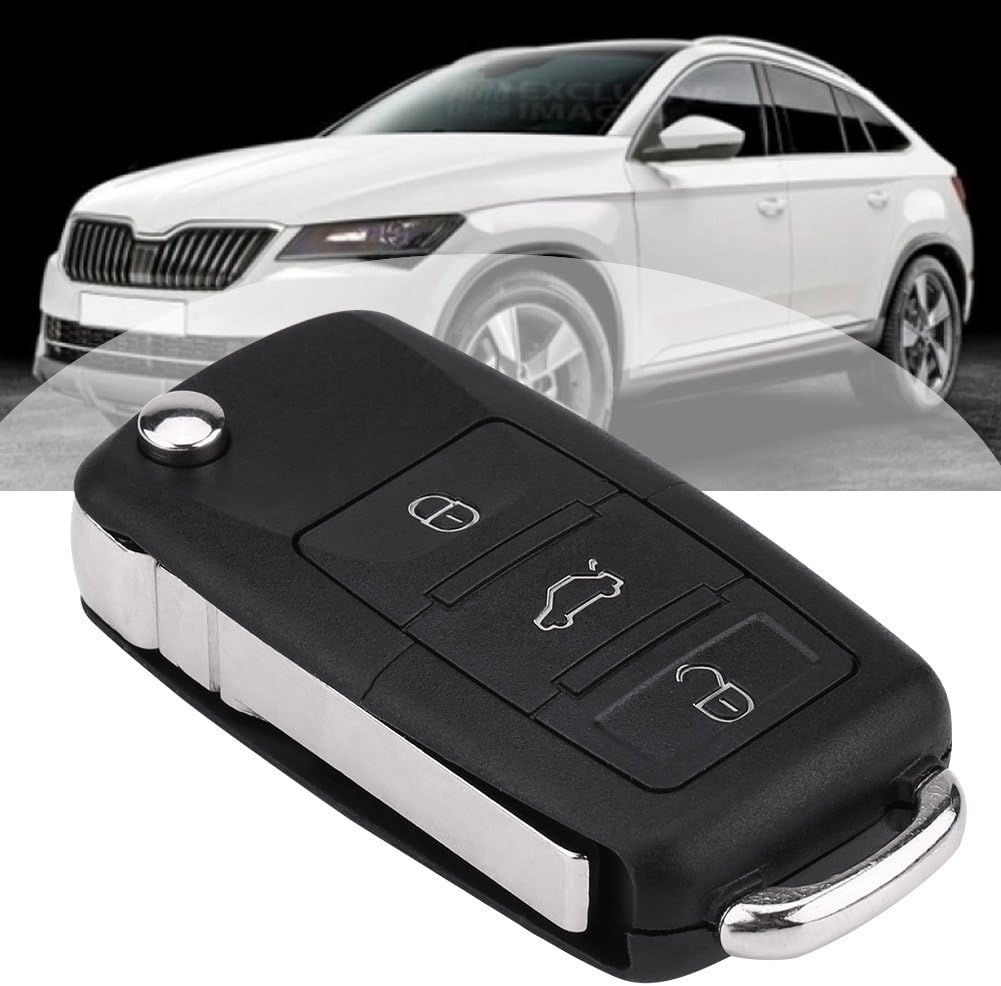Remote Key Fob, Qiilu 3 Button Flip Car Remote Control Key Fob Case 433Mhz ID48 Chip for Seat Skoda 1k0959753G - Image 3