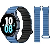 HITZEE Compatible with Samsung Galaxy Watch 7/FE/6 Strap 40mm 44mm/Watch 6 Classic 43mm 47mm/Watch 5/Watch 4, 20mm Silicone Magnetic Sports Band for Galaxy Watch 4 Classic/Watch 5 Pro, Blue Black,