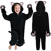 YUIQPKJX Kids Black Cat Onesie Fancy Animal Pajamas Halloween Christmas Carnival Cosplay Dress Up costume for Boys Girls