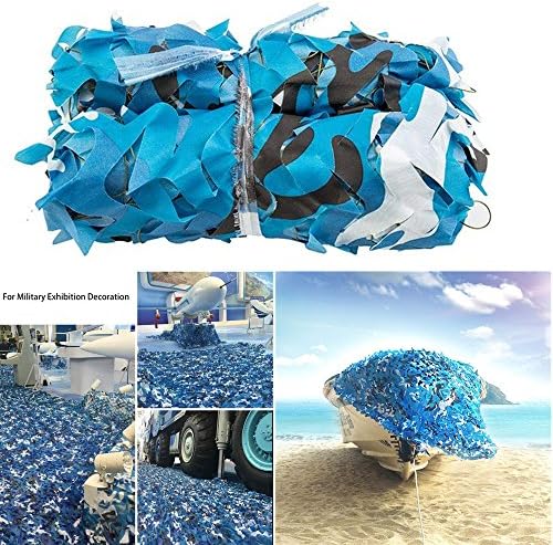 elecfan Military Camo Netting 20x20ft Nylon Blue White, Woodland Camouflage Netting Military, Camping Hunting Shooting Blind Sunscreen Camo Netting Watching Hide Party Decorations