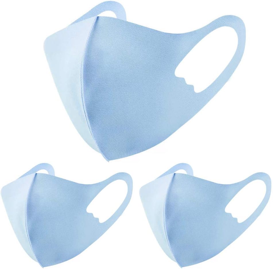 Koehope 3Pcs Breathable Másk for Kids Ice Silk Sunscreen M-A-S-K-S Washable Reusable Dustproof 3D Anti-Fog Earloop Máscara (#B)