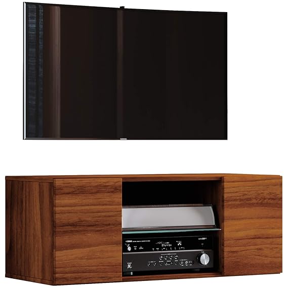 VCM Jusa 95 Fernseh Wohnwand/Wandboard Holzdekor Kern-nussbaum 40 x 95 x 36 cm