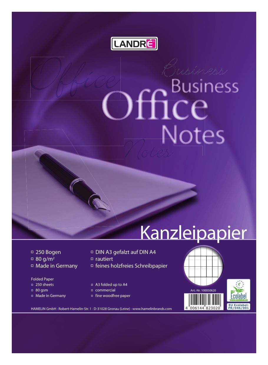 Landre Foolscap ?Office?, 500 A4 Plus, Wood 80 g/m² Squared"Office", 80 g/m² Papier