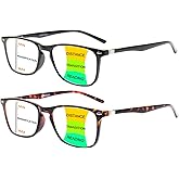 BONCAMOR 2 Pack Progressive Multifocus Reading Glasses Men and Women Computer Blue Light Blocking Anti Eyestrain Readers