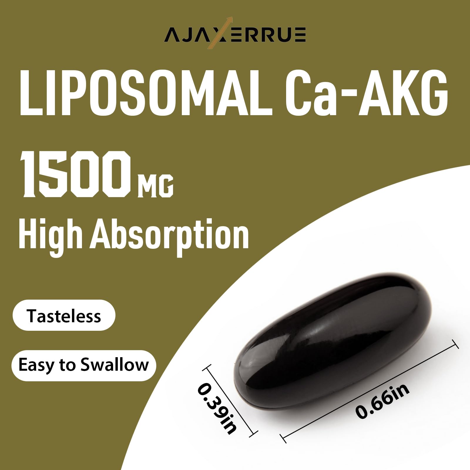 Liposomal Calcium AKG Supplement 1500 MG (Alpha-Ketoglutaric Acid), High Absorption, More Effective Than AAKG, Ca AKG for Longevity, Age Defense, Cellular Energy, Metabolic Function, 60 Softgels