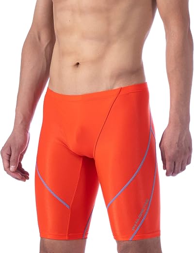 MY KILOMETRE Jammer Mens Swimsuit Solid Endurance Long Racing Light Red S