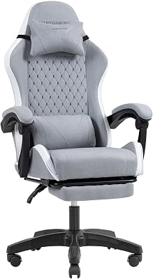 MGC-X, cadeira ergonómica para jogos, tecido respirável, encosto reclinável e altura ajustável, apoios de braço dinâmicos, almofada cervical e lombar, cadeira de escritório com apoio para os pés extensível, branca