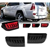 KENRTIR for 2003-2005 Toyota 4Runner, 2002-2009 Toyota Land Cruiser Prado 120 Rear Bumper Reflector Sequential Turn Signal Brake Tail Lights Smoked Lens 3 IN 1 LED Fog lamp
