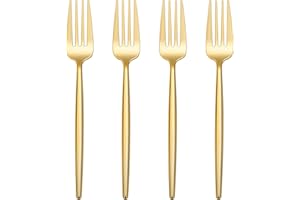 I00000 90 Pcs Gold Plastic Forks,Gold Disposable Utensils, Disposable Heavy Duty Plastic Forks Heat Resistant Perfect for Parties,Wedding,Dinners