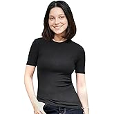 Women's Merino Wool T-Shirt, Lightweight 190g Ribbed Crew Neck Top–Breathable, Moisture-Wicking & Odor-Resistant Everyday Tee