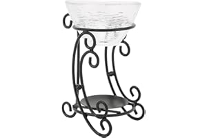 Cryfokt Essential Oil Burner Elegant Glass Iron Diffuser Furnace for Home Indoor Decor & Office Gym Studio 80ML Capacity