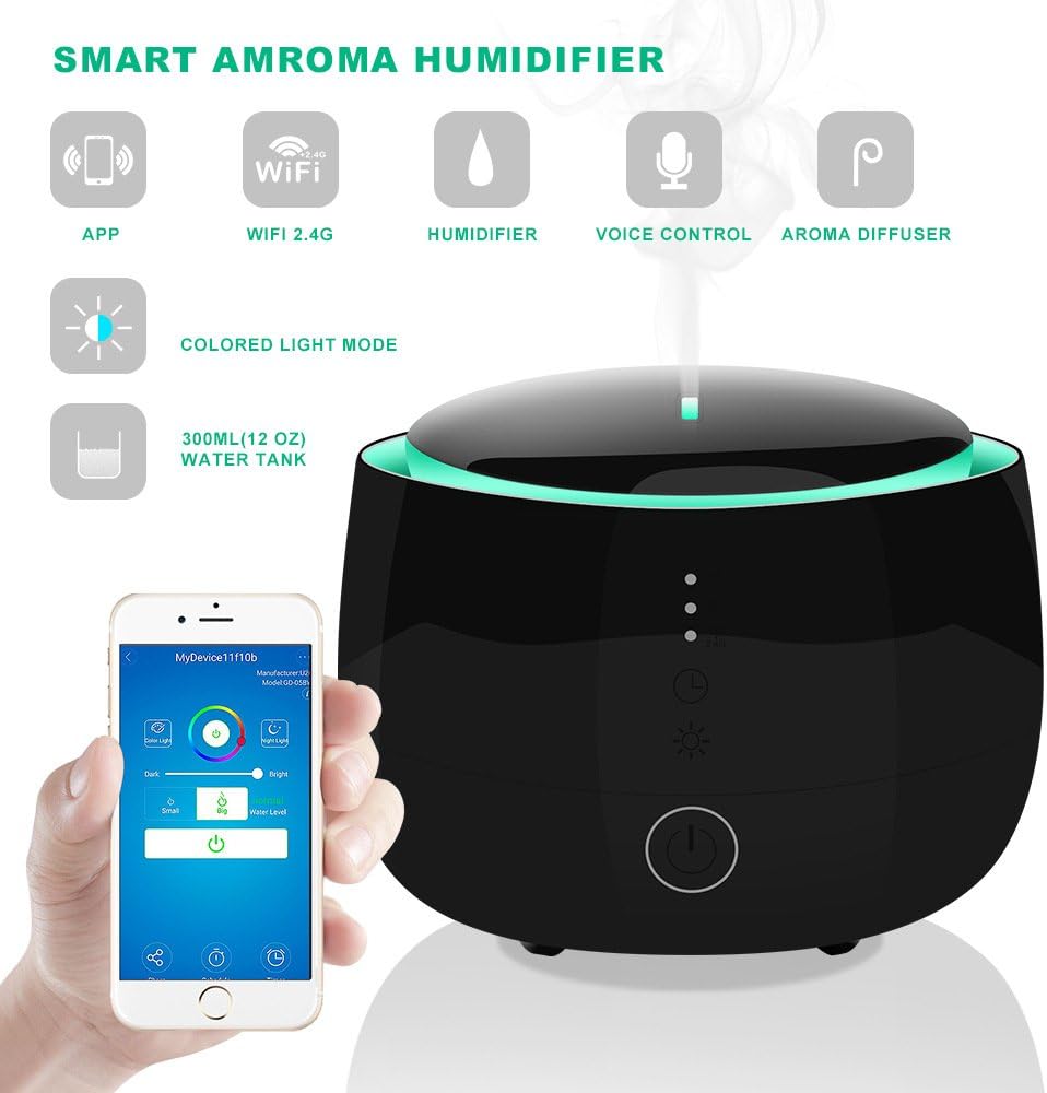 QYWSJ Ultrasonic Humidifier, 300Ml Aromatherapy Aroma Diffuser, Cool Mist Humidifier, for Sleep Skin Health,Relieves Cold Asthma Cough, Waterless Auto Off Air Purifiers for Baby Bedroom Home