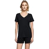 GYS Womens Pajama Sets, Short Sleeve Soft Sleepwear Tops and Shorts Pjs, Bamboo Viscose Loungewear