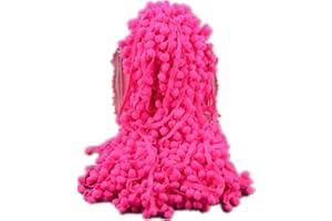 ZHIHENG 20 Yards Pom Poms Fringe Ball Trim Sewing Ribbon Embroidered Lace Tassel Applique for Clothing Accessories Bedding Quilting Crafts Supplies (Rose)