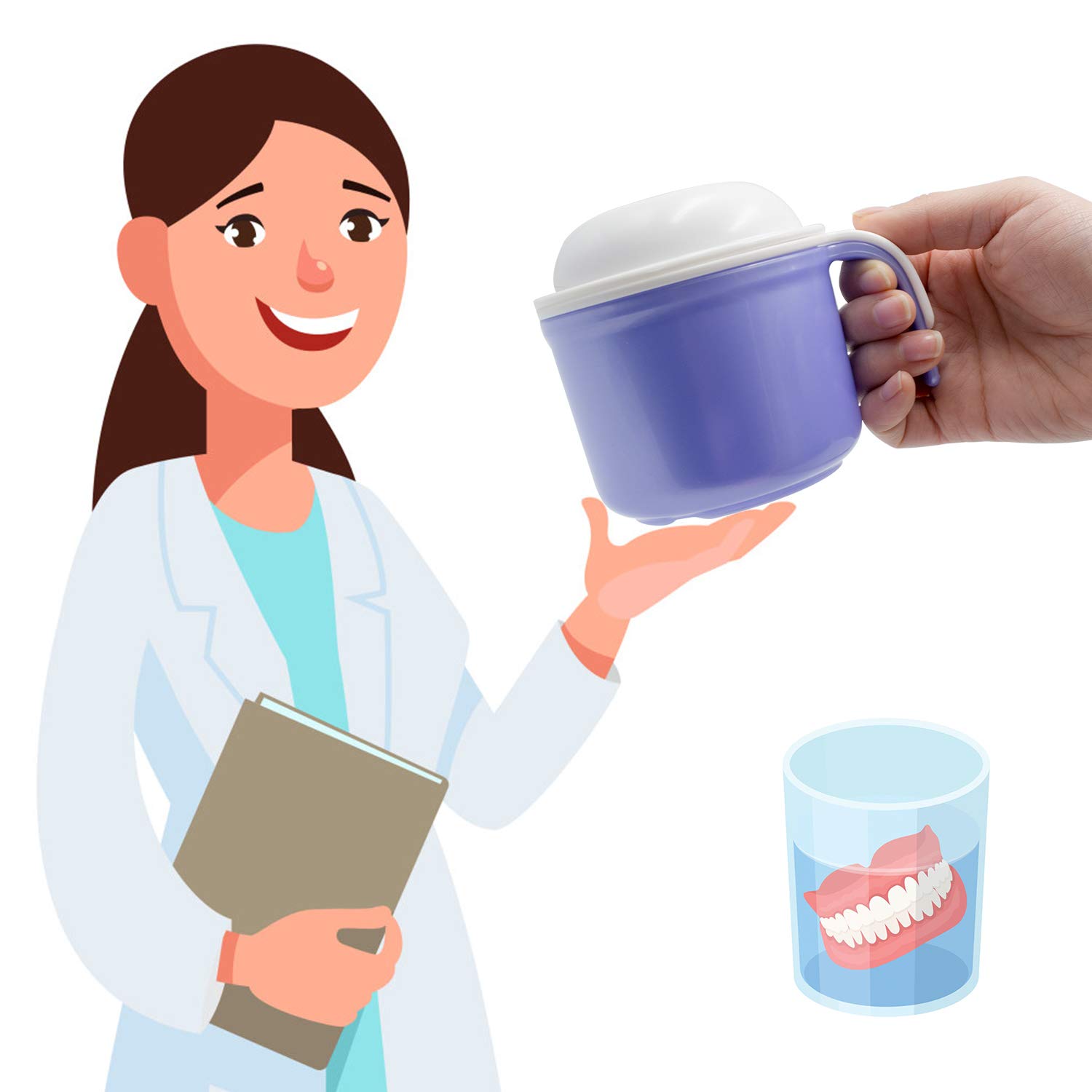 Denture Box Denture Cup with Strainer Portable Denture Bath Box Case Can Be Used As a Gift for Mom and Dad for Safe Guard Dentures，Capacity 10.6 oz : Beauty