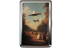 Versatile Metal Cigarette Case with Easy Snap Art Deco Illustration Elegant and Rebellious Card Box Vintage-Style Gift for Hi