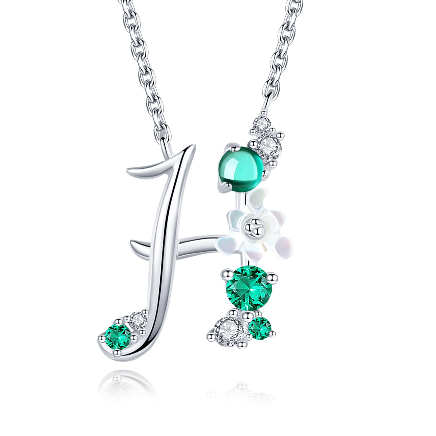 VIKI LYNN Letter H Initial Necklace 925 Sterling Silver Cubic Zirconia Personalised Alphabet Charm Pendant Necklace for Girls