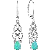 Vesitim Celtic Knot Earrings for Women Sterling Silver Dangle Drop Birthstone Jewelry