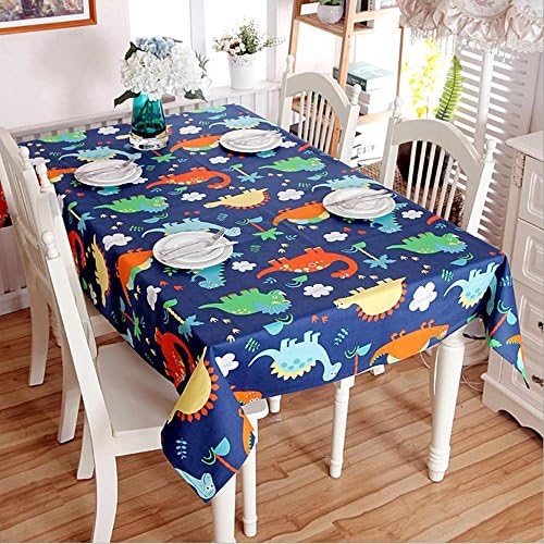 Cartoon Dinosaur Pure Cotton Thickened Tablecloth Tablecloth Hotel Tablecloth Children Room Decoration Fabric Bedside Cover Towel , blue , 70*70cm