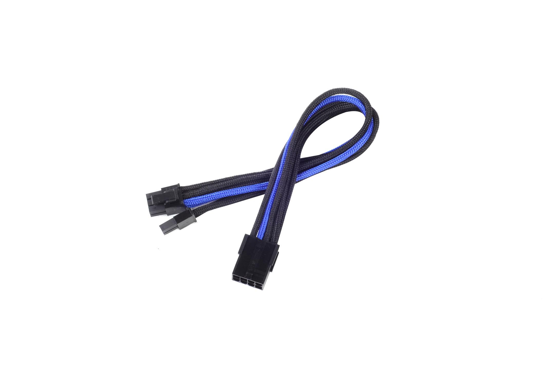 SilverStone SST-PP07-PCIBA - 25cm 8pin to PCI-E 6+2pin Sleeved Extention Cable, black blue