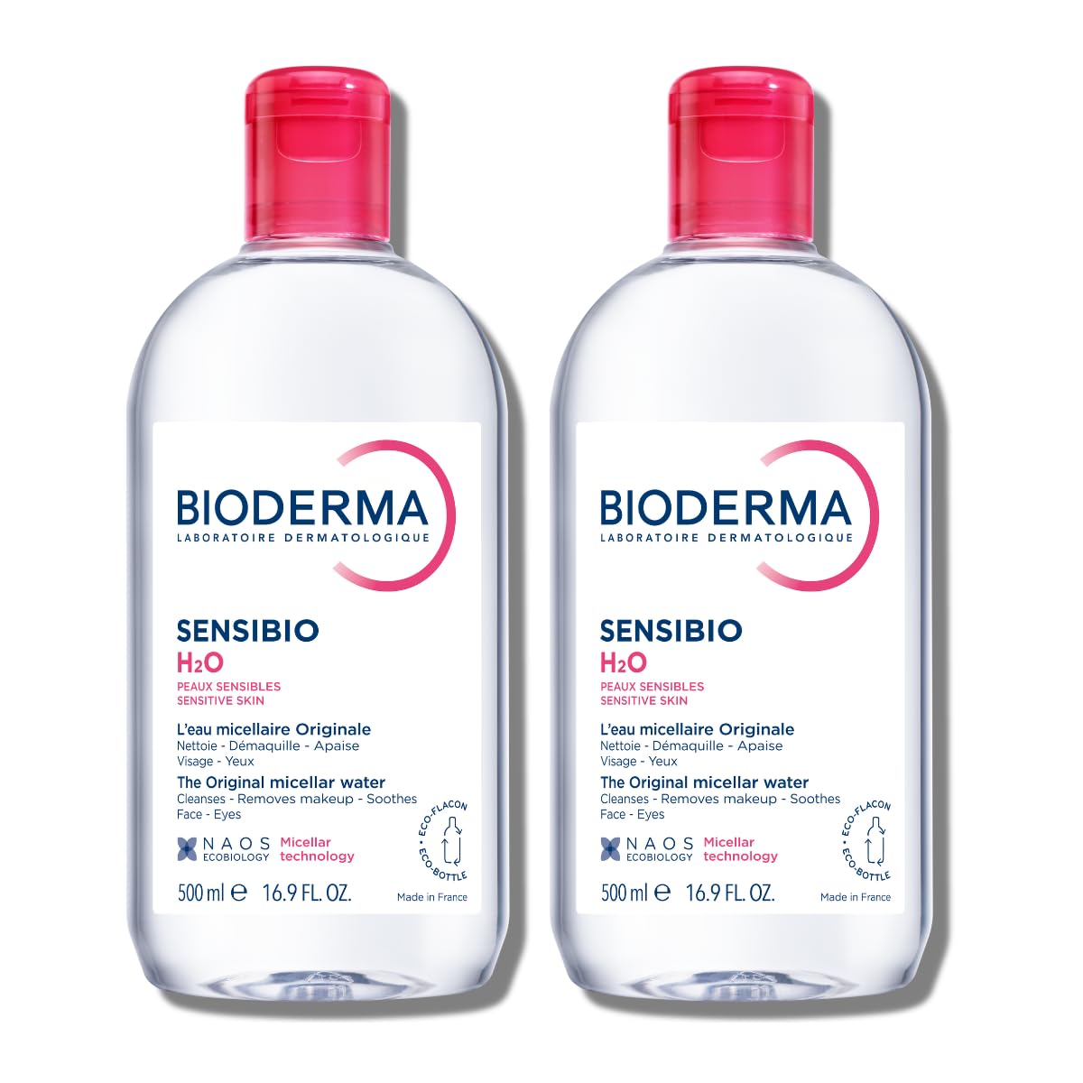 Photo 1 of Bioderma Sensibio H2O Micellar Water, Duo Pack Makeup Remover Cleanser, Gentle for Skin, Fragrance-Free & Alcohol-Free, Gentle Face Cleanser for Sensitive Skin