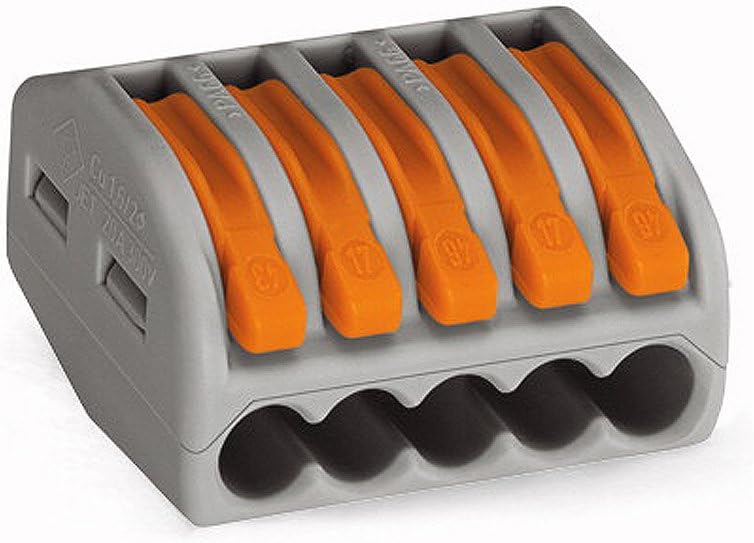 WAGO 222-415 5-Way Lever Connectors Terminal Block 0.08-2.5mm² (20 Pcs)