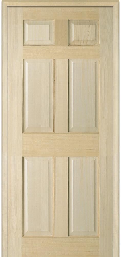 National Door Company ZZ22569R Unfinished Poplar Wood 6-Panel 30"x80" Right Hand Prehung Interior Door